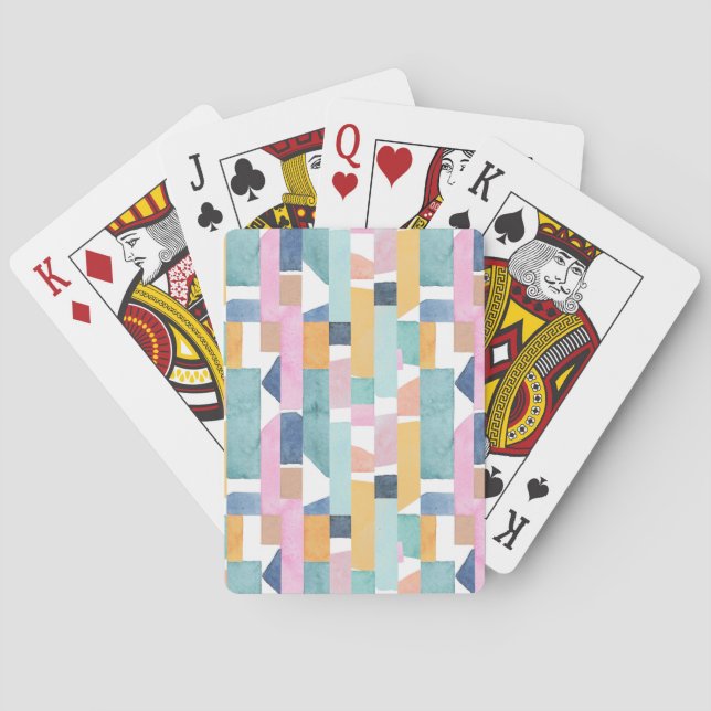 Abstract Watercolor Shape Pattern Playing Cards (Back)