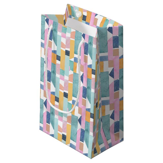 Abstract Watercolor Shape Pattern Small Gift Bag (Front Angled)