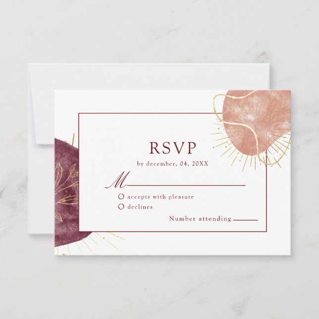 Abstract Watercolor Shape Wedding RSVP (Front)