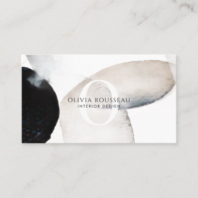 Abstract Watercolor Shapes Interior Designer Business Card (Front)