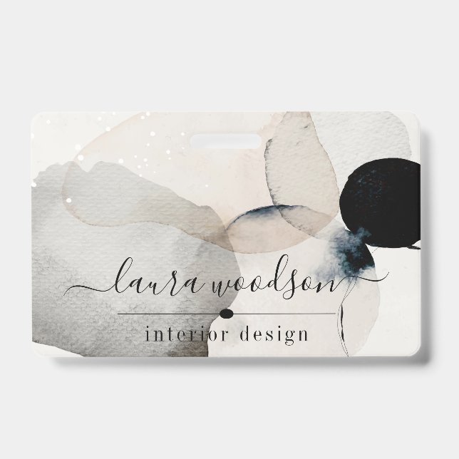 Abstract Watercolor Shapes Interior Designer  ID Badge (Front)
