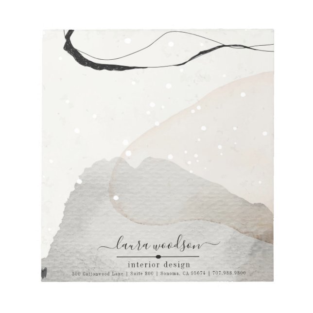 Abstract Watercolor Shapes Interior Designer Notepad (Front)