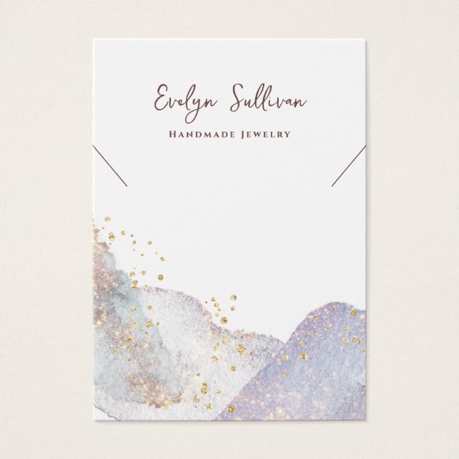 Abstract watercolor shapes necklace display card (Front)