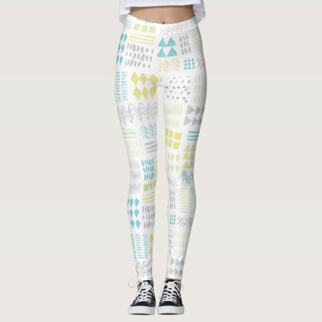 Abstract Watercolor Shapes Pattern Leggings (Front)
