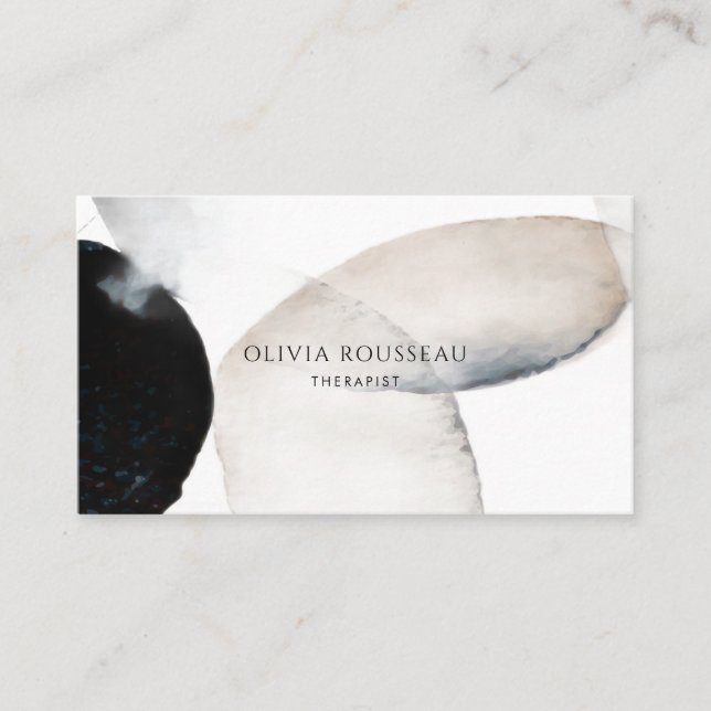 Abstract Watercolor Shapes Therapist  Business Card (Front)