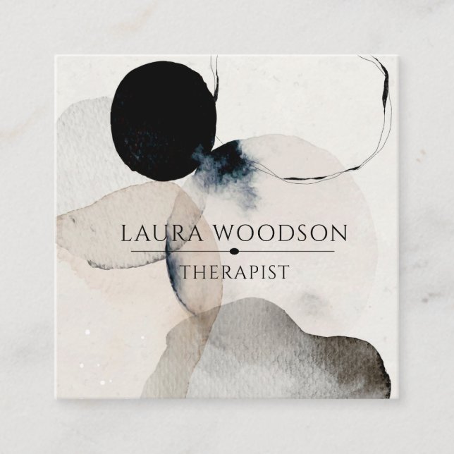 Abstract Watercolor Shapes Therapist Business Card (Front)