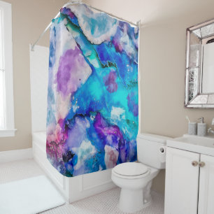 Abstract watercolor shower curtain