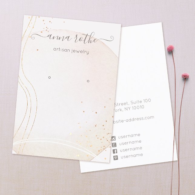 Abstract Watercolor Signature Earring Display Business Card (Creator Uploaded)
