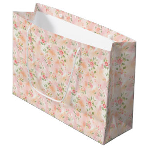 Abstract Watercolor Small Peach Pink Flowers Large Gift Bag