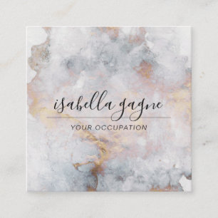 Abstract Watercolor Smoky Blue Gold Square Business Card