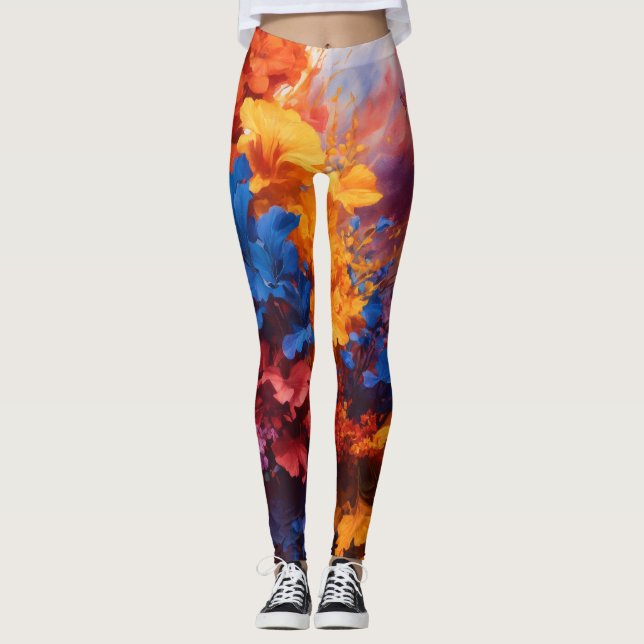 Abstract Watercolor Splash Leggings (Front)