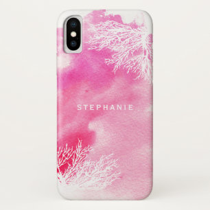 Abstract watercolor splash pink coral reef trendy iPhone x case