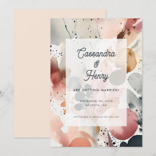 Abstract Watercolor Splashed Wedding Save The Date