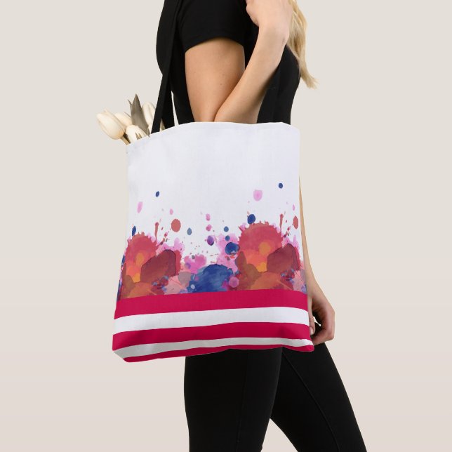 Abstract Watercolor Splatter Design Tote Bag (Close Up)