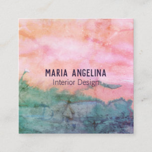 Abstract watercolor square business card