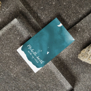 Abstract watercolor teal colour splash brush strok business card