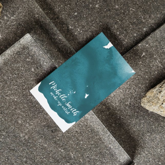 Abstract watercolor teal colour splash brush strok business card (Creator Uploaded)