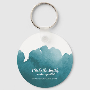 Abstract watercolor teal colour splash brush strok key ring