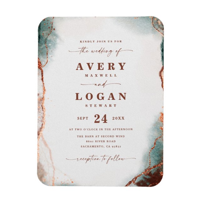 Abstract Watercolor Terra Cotta Wedding Invitation Magnet (Vertical)