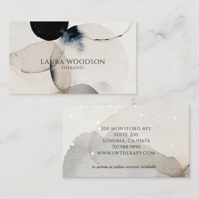 Abstract Watercolor Therapist Business Card (Front/Back)