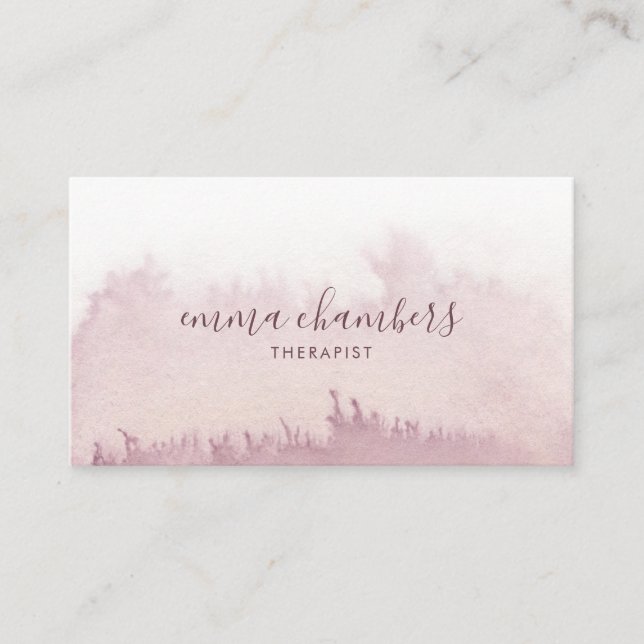 Abstract Watercolor Therapist Counsellor Dusky Ros Business Card (Front)