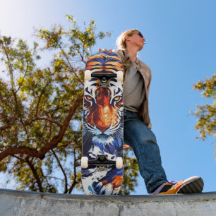 Abstract Watercolor Tiger Skateboard