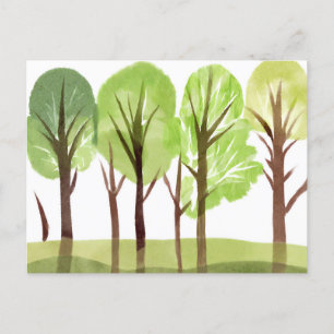 Abstract Watercolor Trees and Tree Branches Postcard
