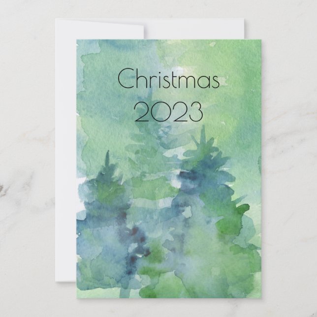 Abstract Watercolor Trees Holiday Christmas Modern (Front)