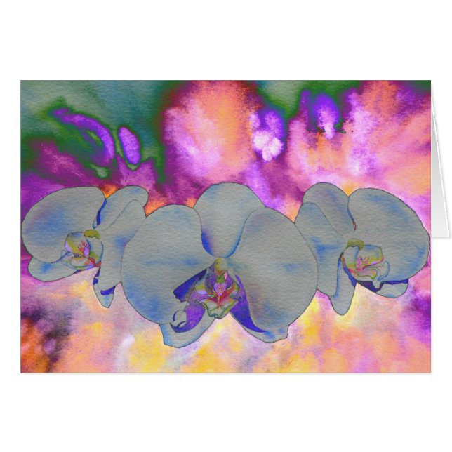  Abstract watercolor tropical floral orchids (Front Horizontal)