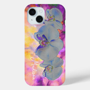 Abstract watercolor tropical floral orchids iPhone 15 Case