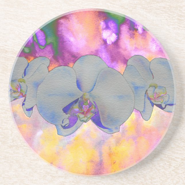  Abstract watercolor tropical floral orchids Coaster (Front)