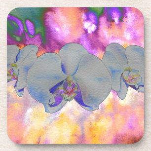  Abstract watercolor tropical floral orchids Coaster