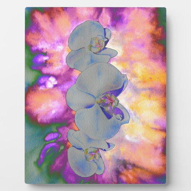  Abstract watercolor tropical floral orchids Plaque (Front)