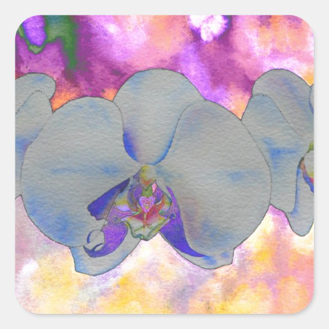  Abstract watercolor tropical floral orchids Square Sticker (Front)