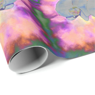  Abstract watercolor tropical floral orchids Wrapping Paper