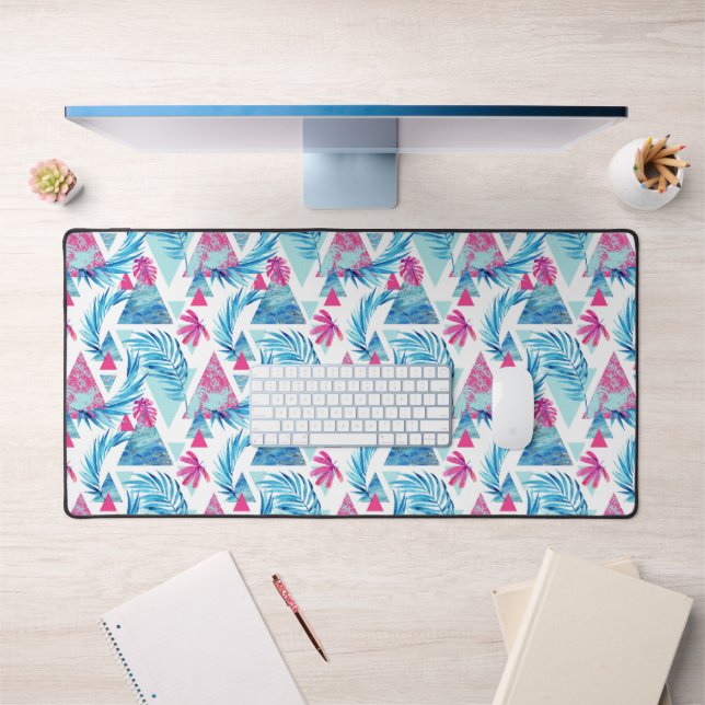 Abstract Watercolor Tropical Leaf Pattern Desk Mat (Office 1)