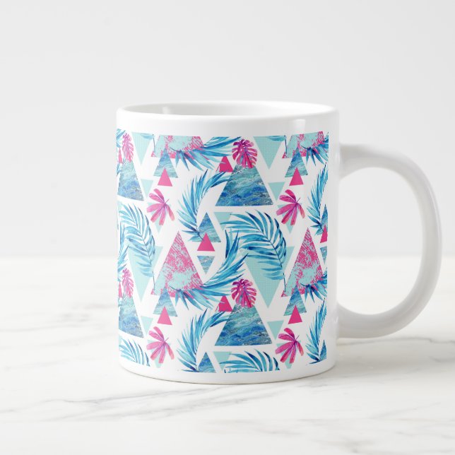 Abstract Watercolor Tropical Leaf Pattern Large Coffee Mug (Right)
