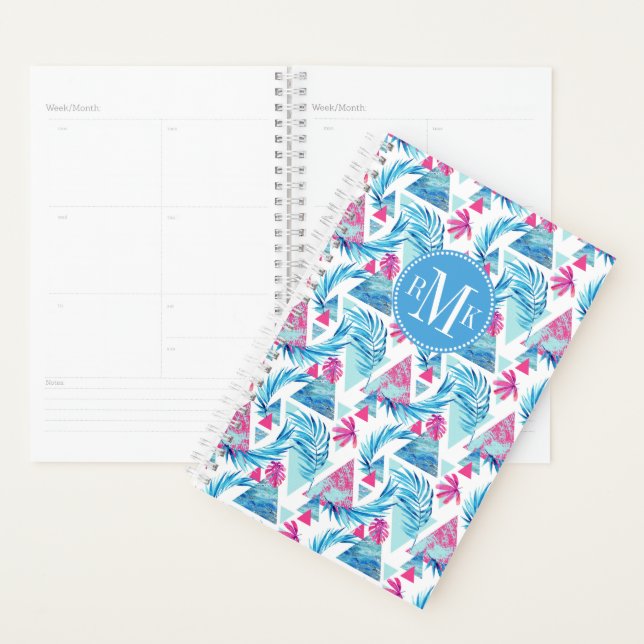 Abstract Watercolor Tropical Leaf Pattern Planner (Display)