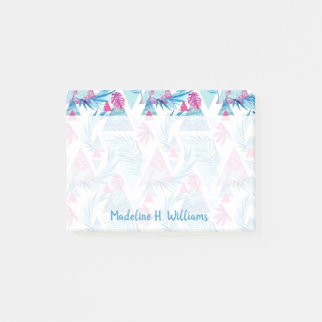 Abstract Watercolor Tropical Leaf Pattern Post-it Notes (Front)