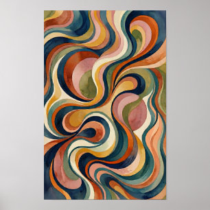 Abstract Watercolor Waves Poster Fluid Organic