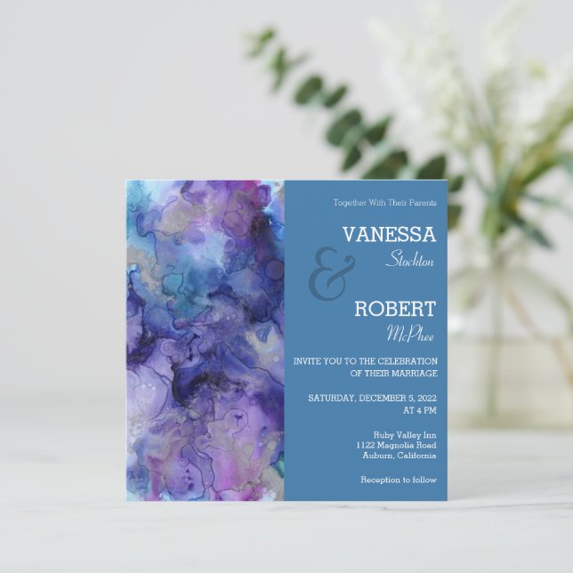 Abstract Watercolor Wedding Invitation (Standing Front)