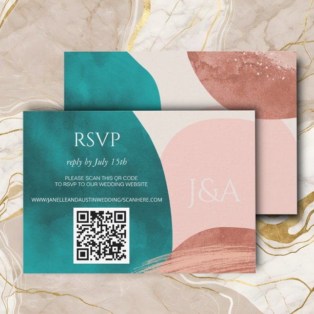  Abstract Watercolor Wedding  RSVP Card (Creator Uploaded)