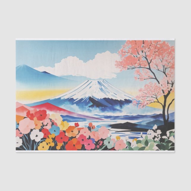 Abstract Watercolor Whimsical Springtime Mountain Tissue Paper (Front)