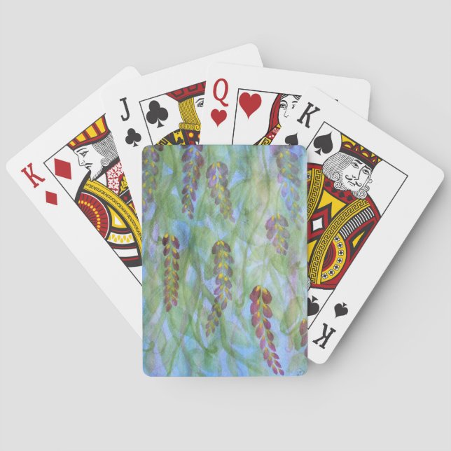 Abstract watercolor wisteria playing cards (Back)