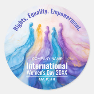 Abstract Watercolor Womens Day Classic Round Sticker