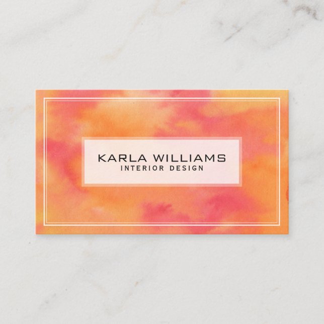 Abstract Watercolors Background Orange & Yellow Business Card (Front)