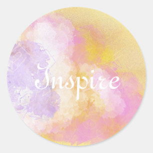 Abstract Watercolors - Orange Background Classic Round Sticker