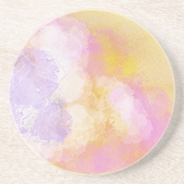Abstract Watercolors - Orange Background Coaster (Front)
