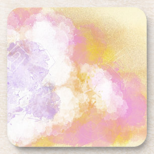 Abstract Watercolors - Orange Background Coaster