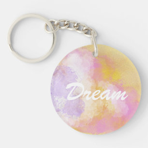 Abstract Watercolors - Orange Background Key Ring